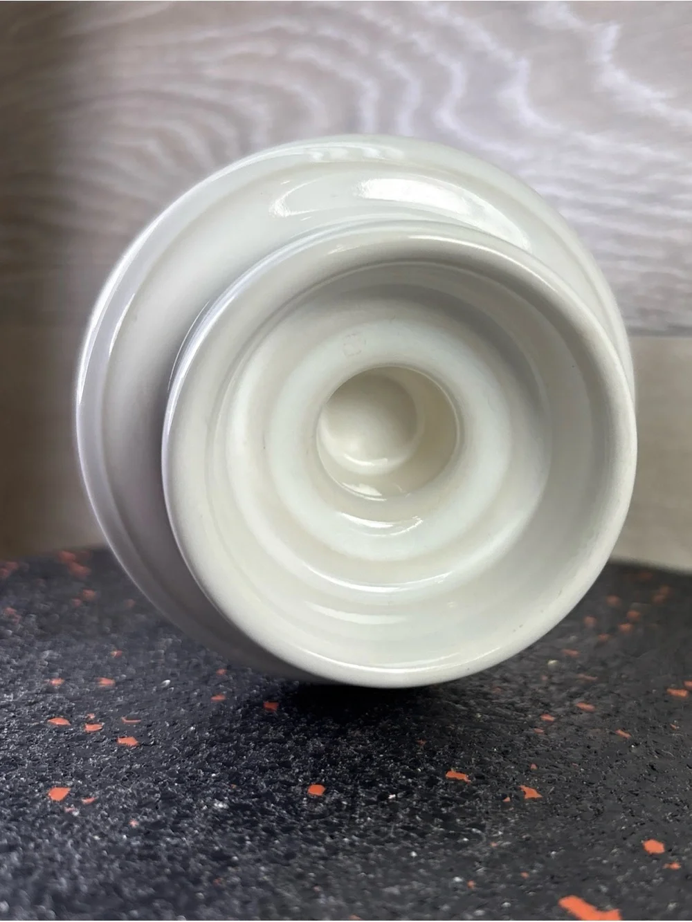 ART DECO White chunky candlestick holder -Glossy White Pottery